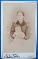 Vizitkártya hölgy gyermekével - F.X.Mildner Temesvár fényirdájából 1893
