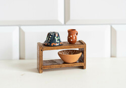Mini stelázsi - konyhai tároló, polc - babaházi kiegészítő, bababútor, miniatűr
