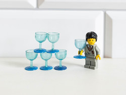 Retro babaházi borospohár szett - kék műanyag pezsgőspoharak - bababútor kiegészítők, konyha