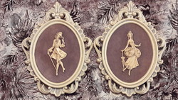 Rokokó páros kép, barokk dáma és úrfi kép (L3070)