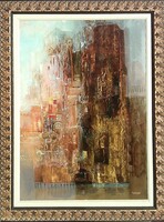 SIMON JÁNOS “Impresszió a városról” c. festmény
