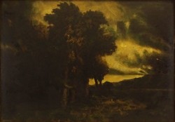 1L157 xx. Century painter: forest edge at sunset