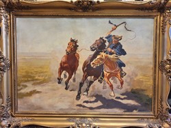 István Benyovszky / galloping horses in Hortobágy