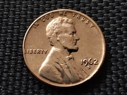 Amerikai Egyesült Államok 1 cent, 1962 Lincoln Cent Verdejel "D" - Denver USA Gyűjteménybe!!!