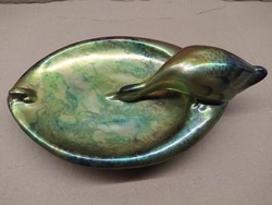 Zsolnay eosin glazed bowl with drinking duck