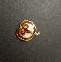 Exceptionally small and beautiful Paál Sandor fire enamel pendant with a lily motif