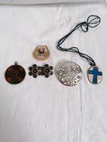 5 applied art brooches and pendants