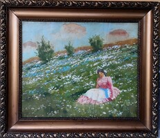 Vydai Brenner Nándor – Lány a virágos mezőn című festménye – 599.
