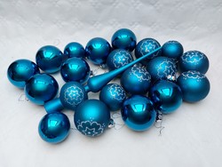 Christmas tree decoration blue glass silver star pattern sphere top decoration 20 pcs
