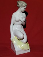 Régi Hollóházi nagyméretű női akt porcelán figura, szobor