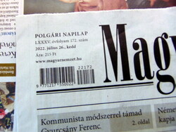 2022 July 26 / Hungarian nation / for birthday!? Original newspaper! No.: 23679