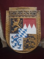 Bavarian wax coat of arms, large size, can be hung, 30 x 23 cm
