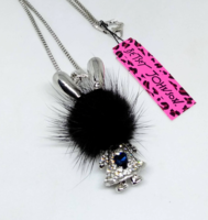 Betsey Johnson 3D Furry Bunny Sweater Necklace