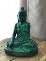 Régi cseh malachit üveg nepáli Buddha szobor