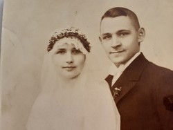 Régi esküvői fotó vintage fénykép menyasszony vőlegény