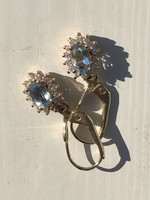 Aquamarine diamond 14 carat gold earrings
