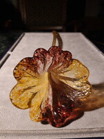Amber colored blown glass flower home decor