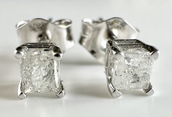 602T. 1 Forintról! Princess csiszolású Gyémánt (0,3 Ct) 10k Fehérarany (0,4 g) fülbevaló!