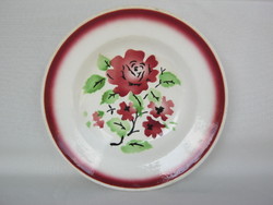 Régi Gránit kerámia rózsás tányér
