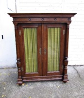 Antique pewter glass display cabinet