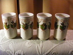 4 db porcelán vadász pohár