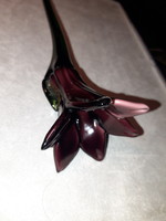Mályva-lila fújt üveg virág - lakásdekor