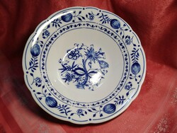 Beautiful onion-patterned porcelain deep serving bowl, centerpiece
