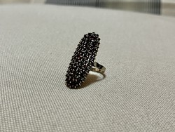 Aranyozott, gránátköves ezüst gyűrű