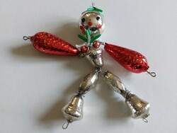 Old glass Christmas tree ornament figural red silver glass ornament