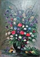 Oil painting of flower still life by Otto Krompaszky