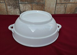 Vastag fehér porcelán 2 fülű füles tál pogácsás pörköltes