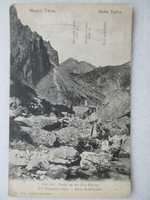 Képes levelezőlap a Monarchia idejéből, 1906-ból: MagasTátra, Kis Tarpatak völgy és csúcsok