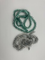 Old special Christmas garland, boa, retro, green and silver