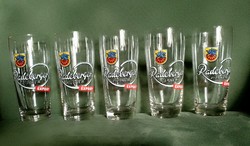 Set of 5 old retro Radeberger pilsner export blown glass beer glasses flawless 0.25 dl