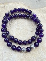 Blue Indigo Purple Jade Unisex Mineral Friendship Bracelet Pair