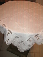 Beautiful white floral Madeira tablecloth for Igors