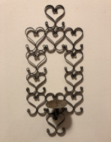 Metal heart pattern wall decoration, candle holder