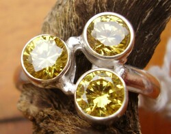 925 Silver ring, 18.3/57.5 mm, with citrine gemstones