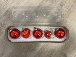 Régi üveg piros karácsonyfadísz kèszlet
