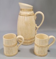 Old Zsolnay wine or water jug with 2 glasses