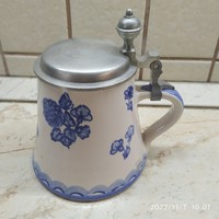 Ceramic jug with zinn lid for sale!