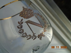 Dombor arany korona és empire masnis,babérkoszorús, monogramos NAPÓLEON  brandy pohár