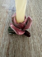 Antique rose porcelain candle holder