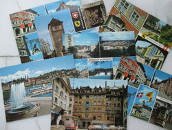 Swiss picture postcards with cityscapes from the early 1960s, 6 pcs.