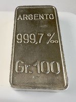 510T. 100 grammos régi Argento Ezüst 999,7 ‰ Befektetési tömb, melyből összesen 10 db érhető el.