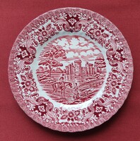 Ironstone old country english burgundy scene porcelain plate small plate cake plate equestrian pattern
