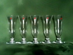 Set of 4 Italian stemmed champagne glass glasses Bormioli Rocco Italy sticker flawless + 1 gift