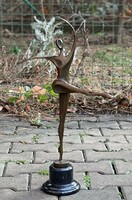 Art-deco tánconő - bronz szobor műalkotás