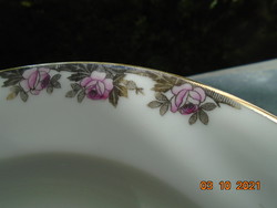 Kézi ezüst patinás festéssel Bécsi rózsás antik cseh mélytányér