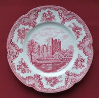 Johnson bros ironstone english porcelain burgundy scene plate
